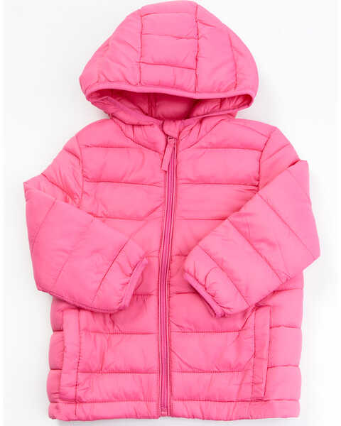 Image #1 - Urban Republic Girls' Quilted Packable Puffer Hooded Jacket, Fuchsia, hi-res