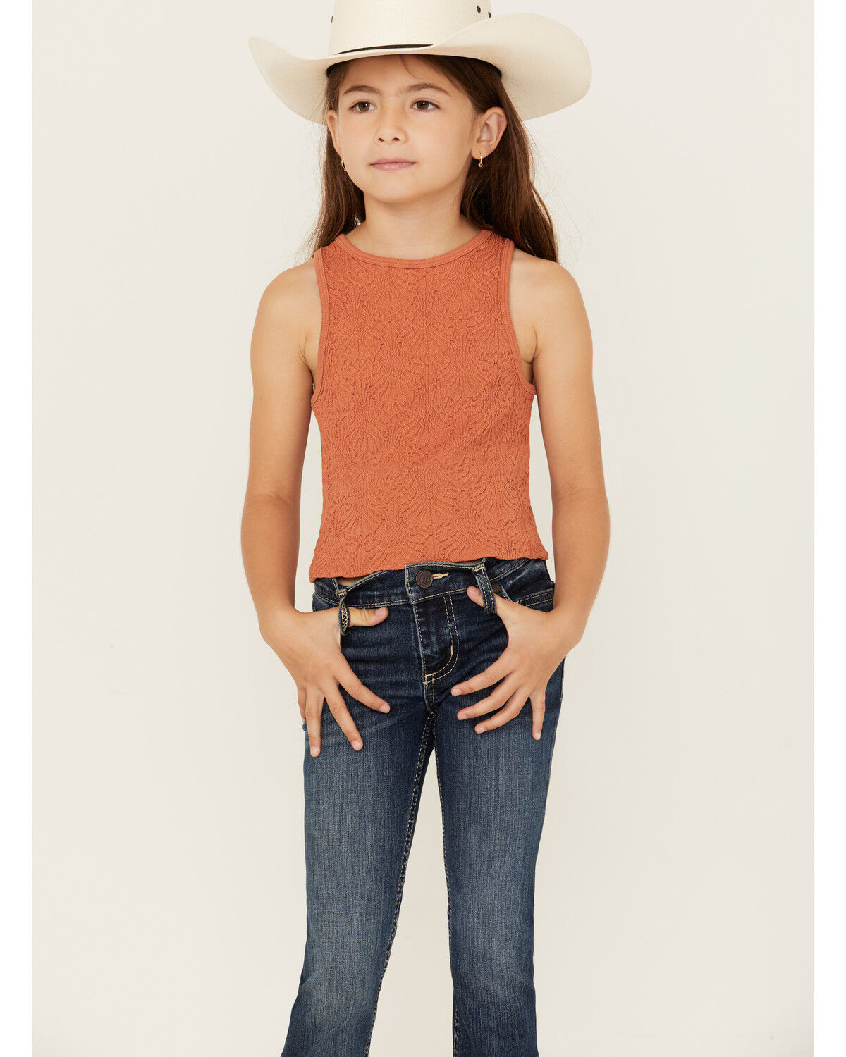 Image #1 - Fornia Girls' High Neck Tank Top, Rust Copper, hi-res