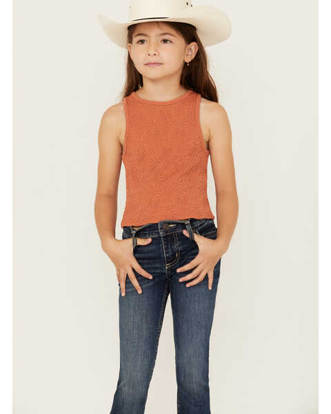 Fornia Girls' High Neck Tank Top , Rust Copper, hi-res