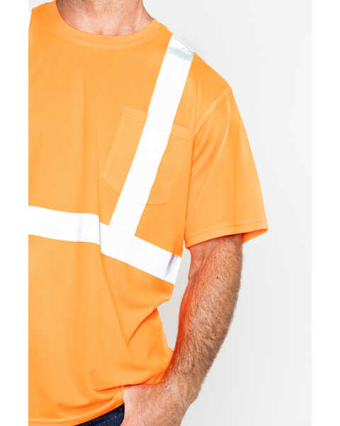 Image #4 - Hawx Men's Short Sleeve Reflective Work Tee - Big & Tall, Orange, hi-res