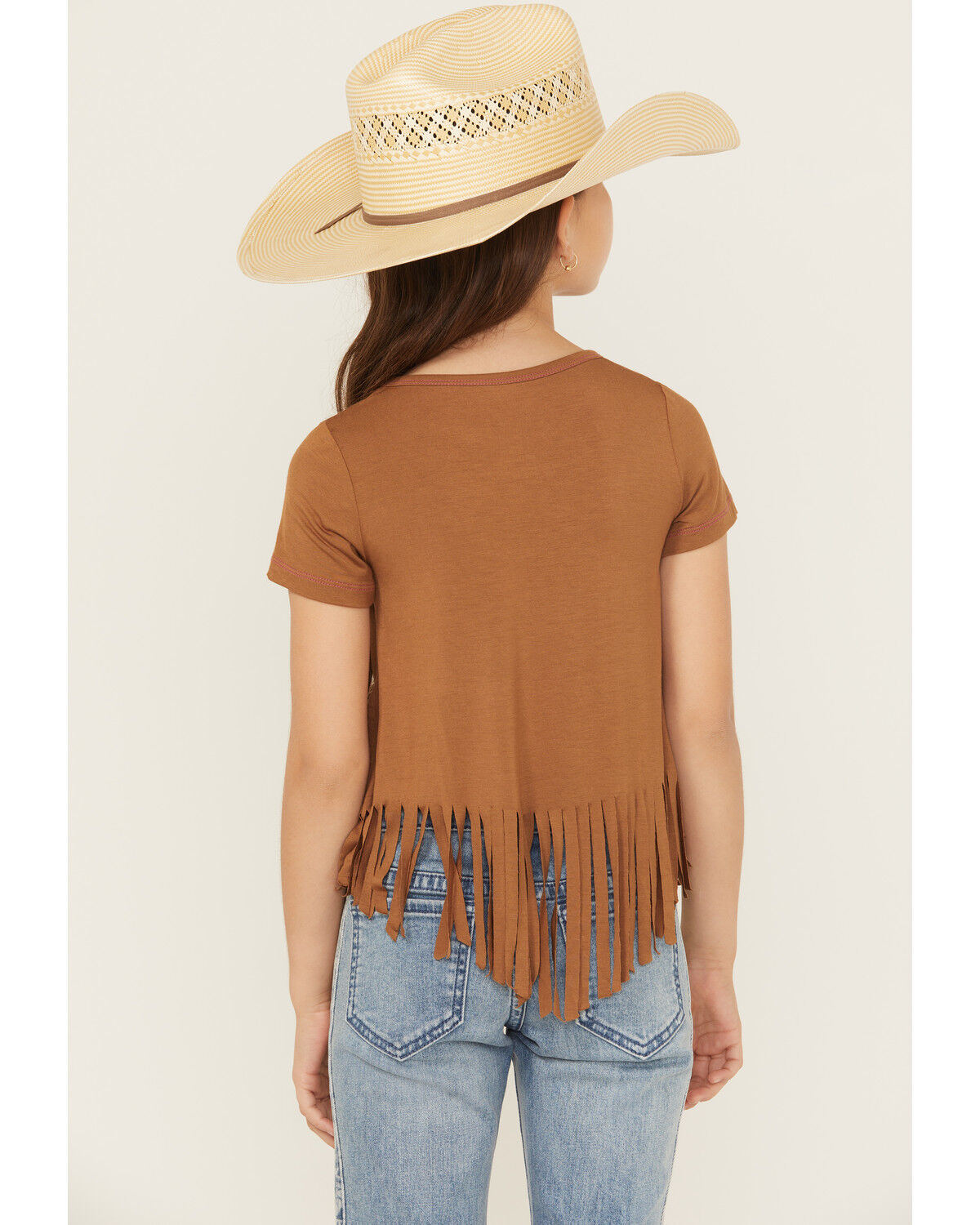 Image #4 - Cowgirl Hardware Girls' Cowgirl Fringe Tee, Brown, hi-res