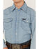 Wrangler Boys' Denim Long Sleeve Snap Western Shirt, Stonewash, hi-res