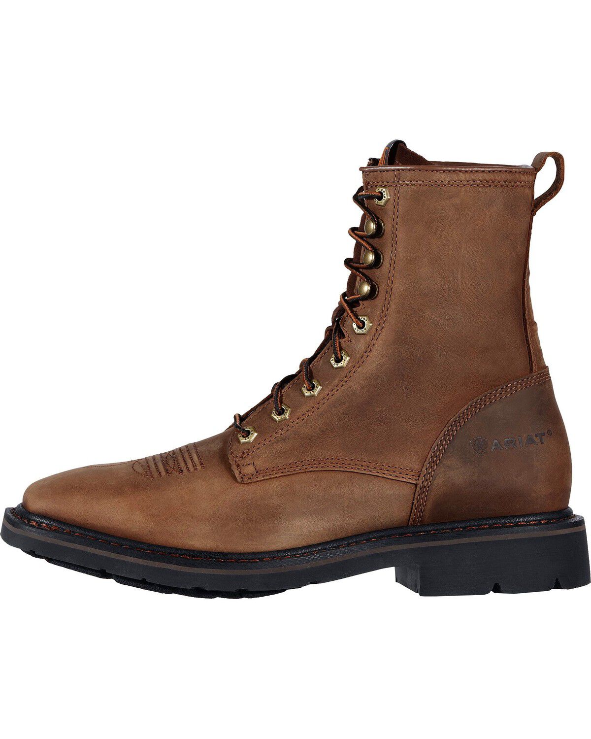 square toe tie up boots