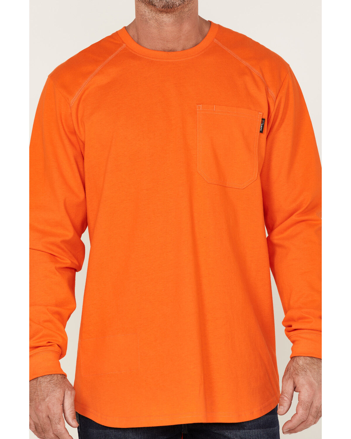 Image #3 - Hawx Men's FR Pocket Long Sleeve Work T-Shirt, Orange, hi-res