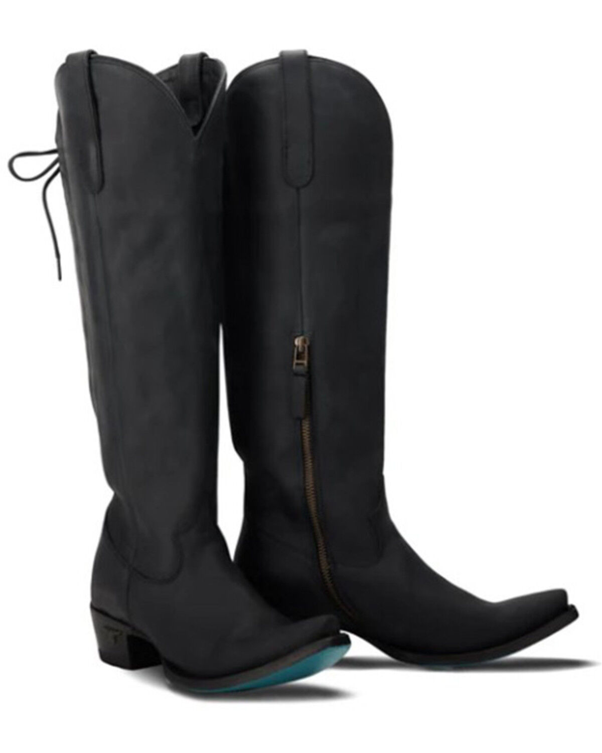 Image #1 - Lane Women's Olivia Jane Knee High Corset Western Boots - Snip Toe, Black, hi-res