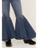 Image #2 - Shyanne Little Girls' Medium Wash Ruffle Trumpet Flare Jeans, Dark Medium Wash, hi-res