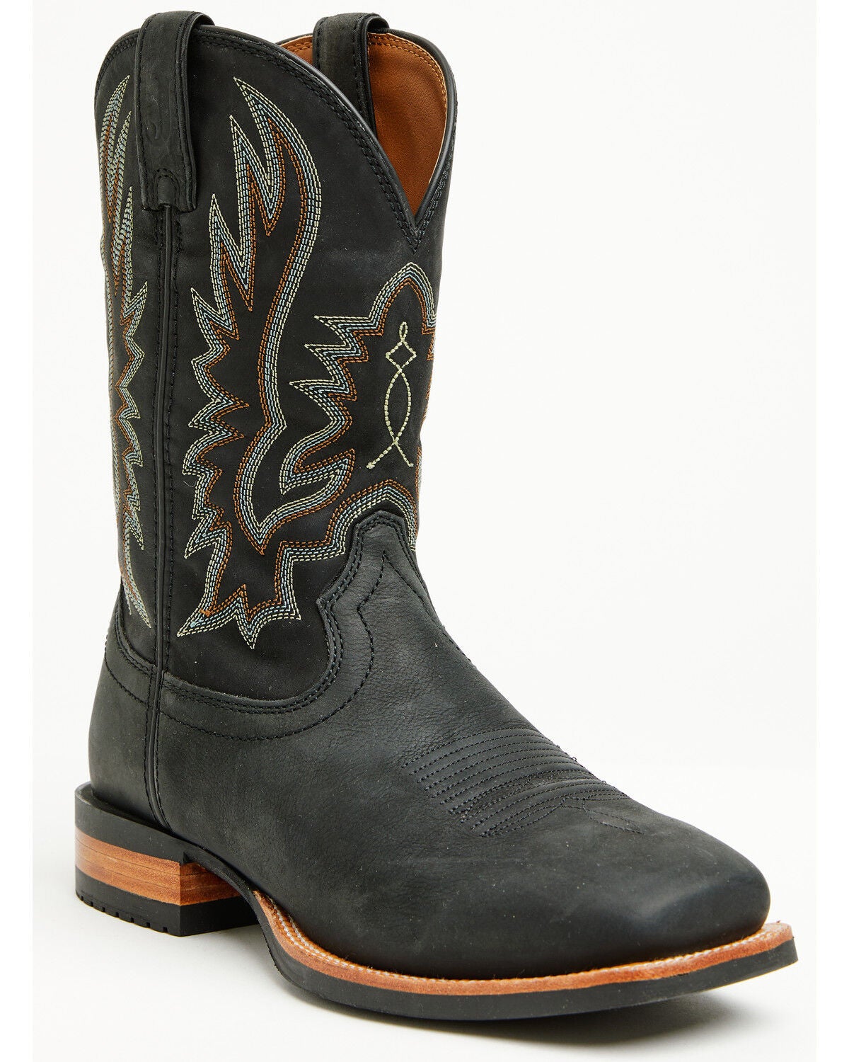 Justin Men's Outlaw Rustle Performance Western Boots - Broad Square Toe, Black, hi-res