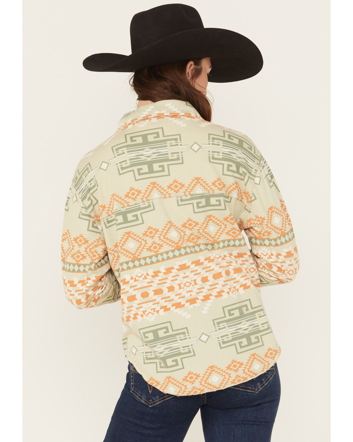 Image #4 - Rock & Roll Denim Women's Southwestern Print Long Sleeve Button-Down Western Shirt, Green, hi-res