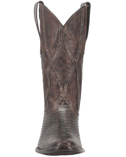 Image #4 - Dingo Men's Ace High Python Snake Print Leather Western Boots - Round Toe, Brown, hi-res