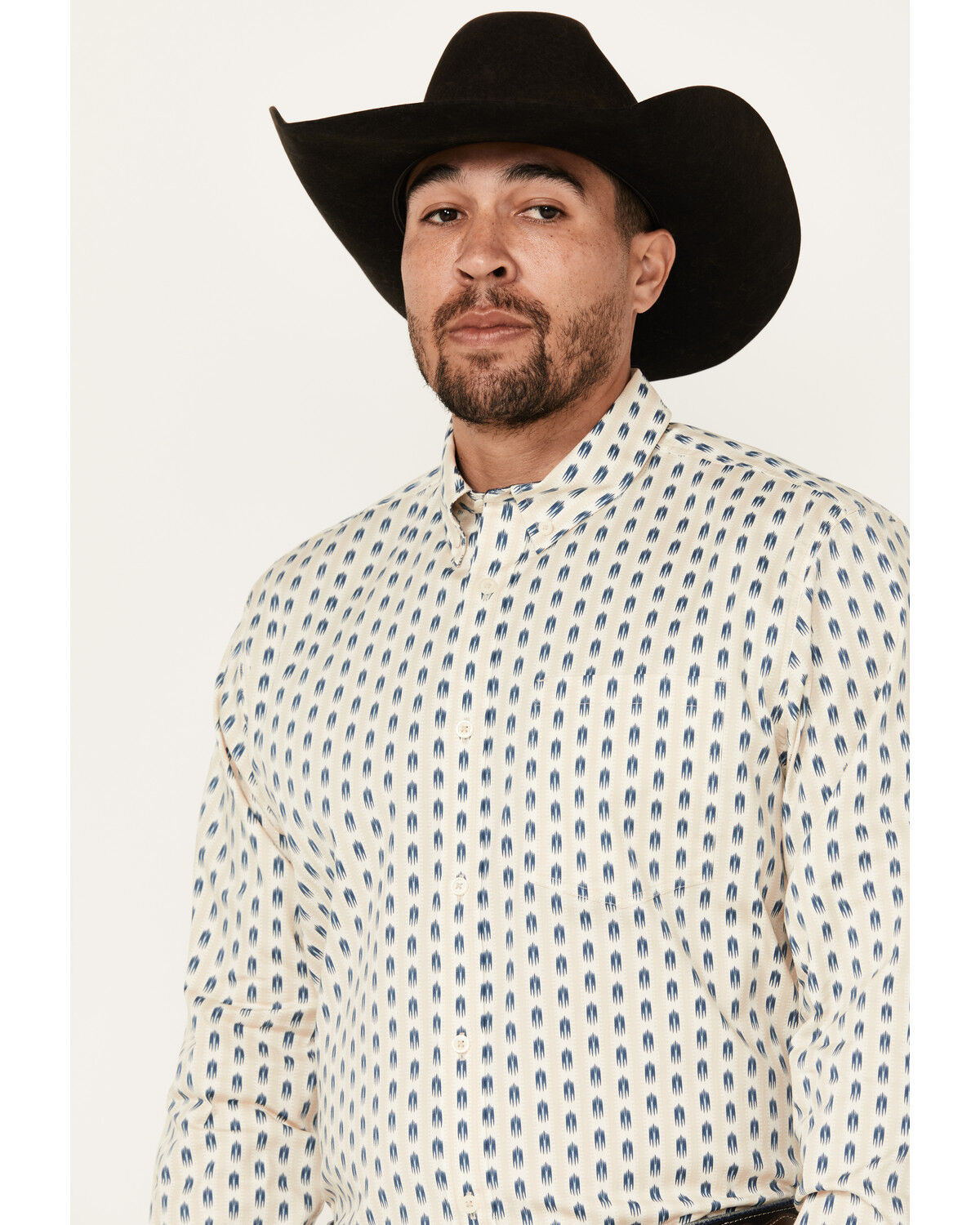 Image #2 - Cody James Men's Gunsmoke Striped Print Long Sleeve Button-Down Stretch Western Shirt, Ivory, hi-res