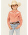 Image #1 - Shyanne Girls' Western Embroidered Fringe Long Sleeve Snap Stretch Western Shirt, Rose, hi-res
