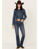 Image #3 - Hooey by Rock & Roll Denim Women's Medium Wash High Rise Southwestern Print Stretch Bootcut Jeans, Medium Wash, hi-res