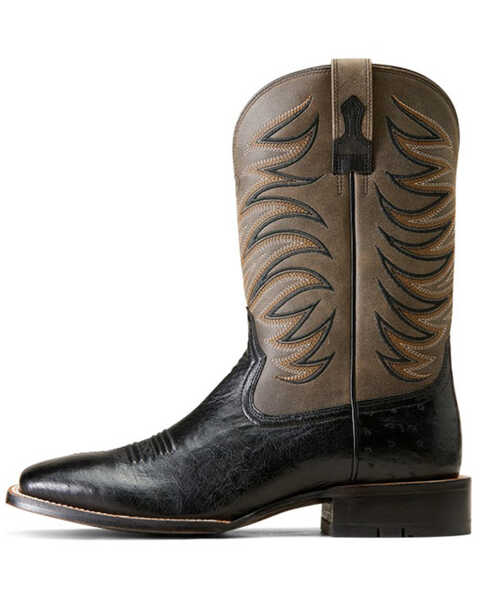 Image #2 - Ariat Men's Badlands Exotic Ostrich Western Boots - Broad Square Toe , Black, hi-res