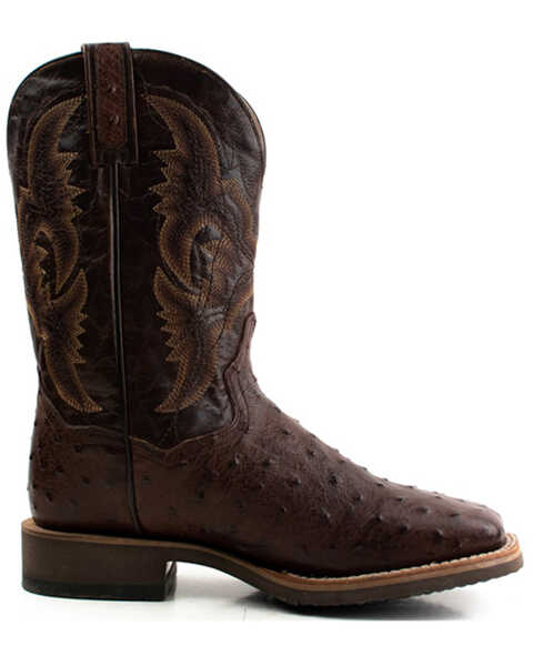 Image #2 - Dan Post Men's Alamosa Hand Ostrich Quill Western Boots - Broad Square Toe, Brown, hi-res