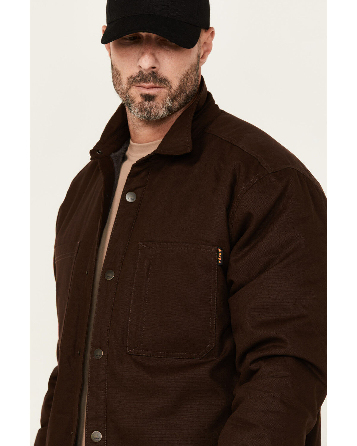 Image #3 - Hawx Men's Oakdale Sherpa Lined Waxed Shirt Jacket, Brown, hi-res