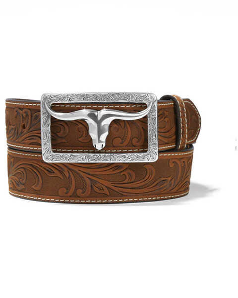 Tony Lama Men's Stockyard Leather Belt , Brown, hi-res