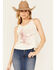 Image #1 - Shyanne Women's Soul and Spirit Cage Back Fringe Graphic Tank, Cream, hi-res