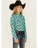 Image #2 - Cotton & Rye Girls' Show Heifer Long Sleeve Pearl Snap Western Shirt , Turquoise, hi-res