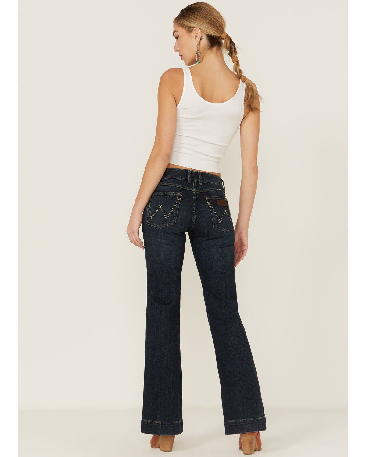 Image #3 - Wrangler Retro Women's Samantha Mae Wide Leg Trouser Jeans, Blue, hi-res