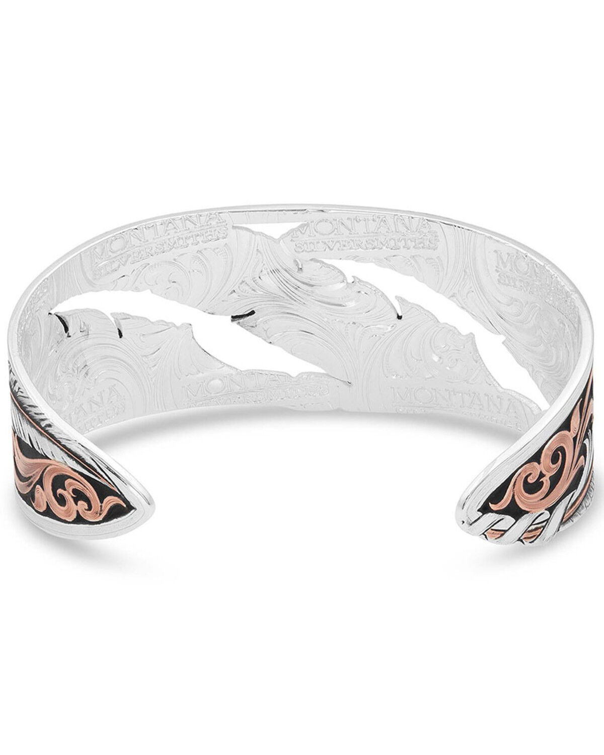 Image #2 - Montana Silversmiths Women's Wind Dancer Pierced Feather Cuff Bracelet, Silver, hi-res