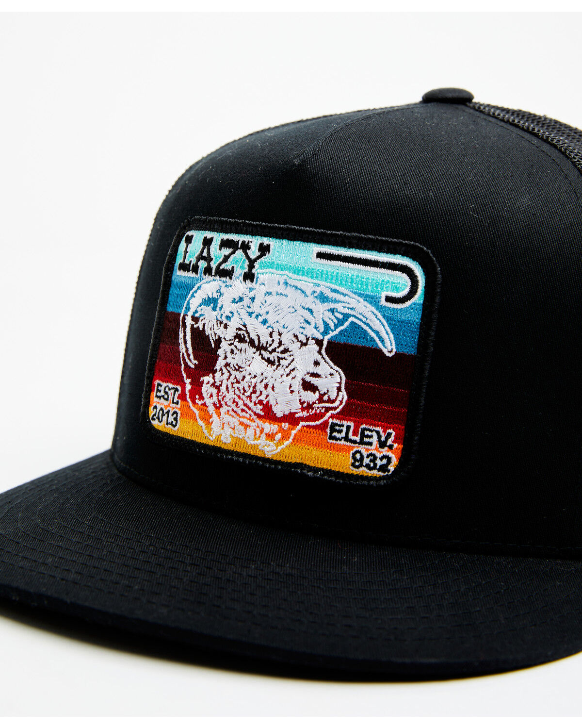 Image #2 - Lazy J Ranchwear Men's Serape Striped Elevation Mesh Back Ball Cap, Black, hi-res