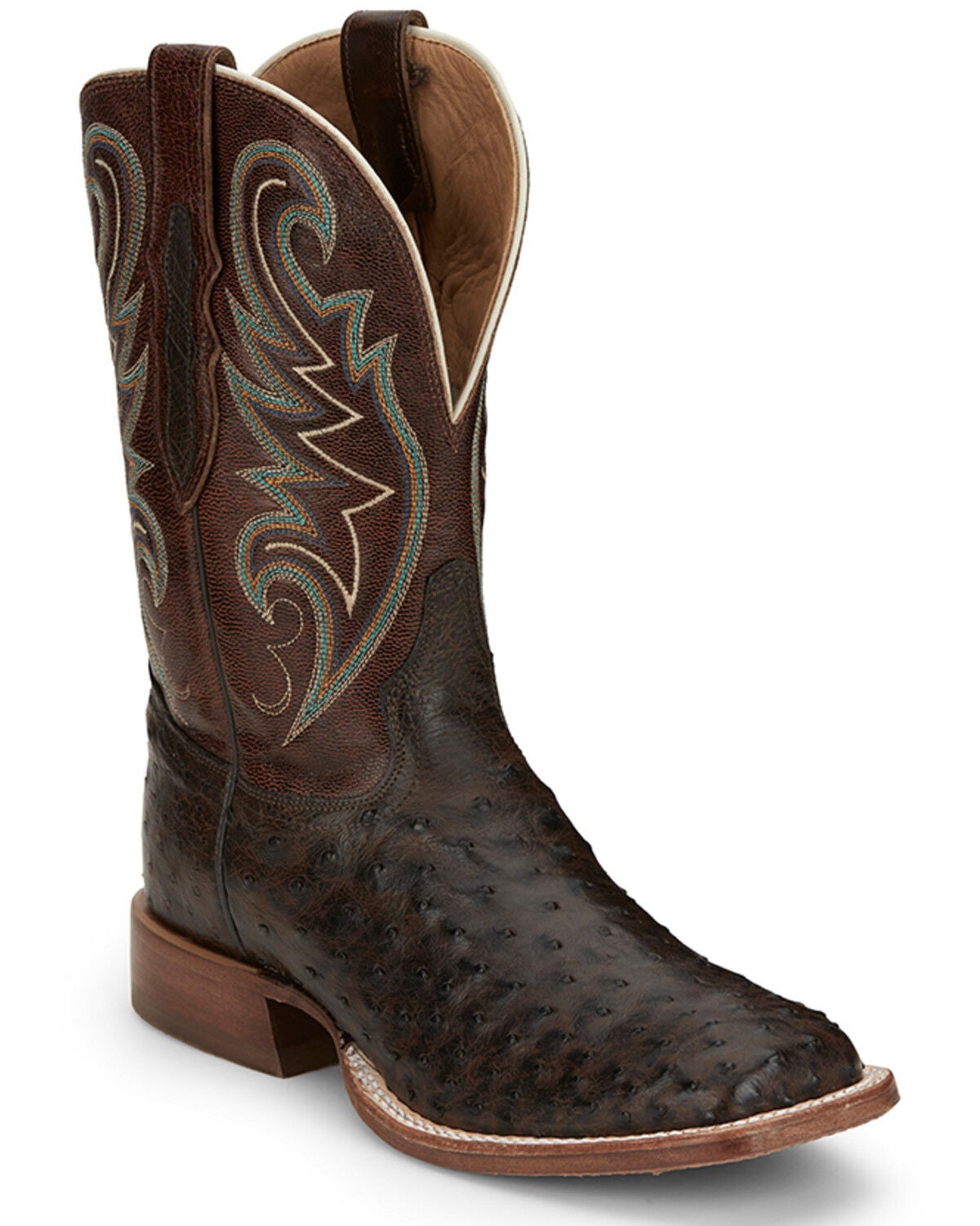 Tony Lama Men's Sienna Exotic Full-Quill Ostrich Western Boots - Broad Square Toe, Brown, hi-res