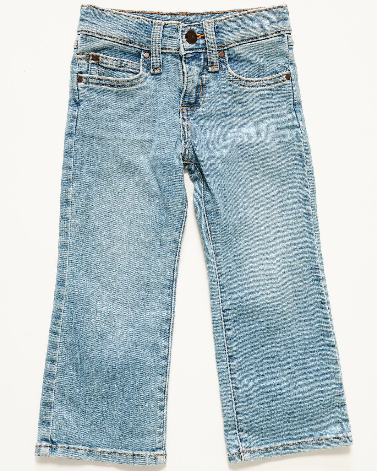 Image #3 - Wrangler Toddler Girls' Kelsey Light Wash Bootcut Stretch Denim Jeans, Light Wash, hi-res