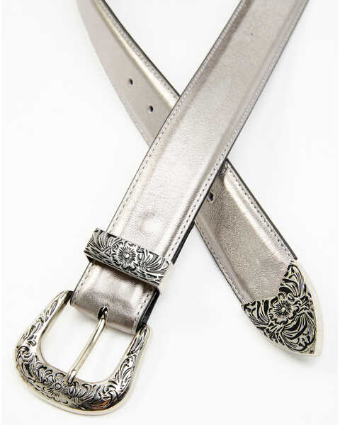 Image #2 - Shyanne Women's Metallic 3-Piece Buckle Belt, Silver, hi-res