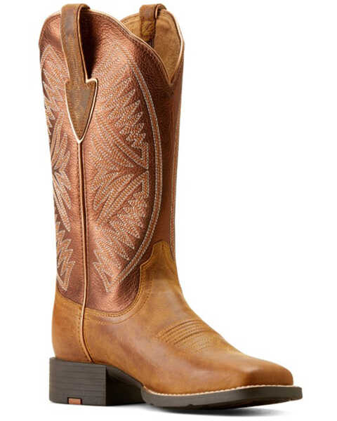 Ariat Women's Round Up Ruidoso Performance Western Boots - Broad Square Toe , Brown, hi-res