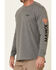 Image #3 - Hawx Men's Charcoal Original Logo Crew Long Sleeve Work T-Shirt - Tall , Charcoal, hi-res