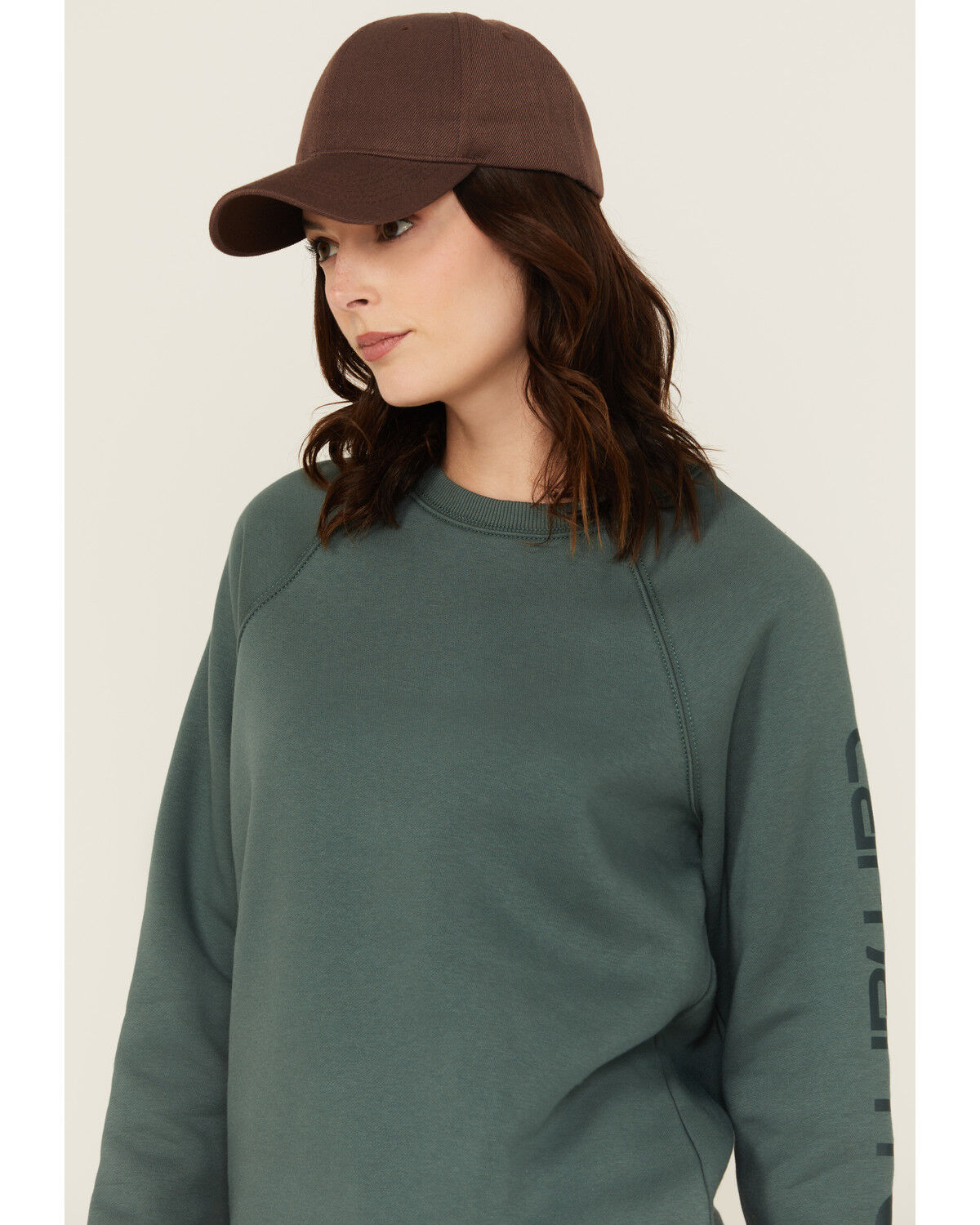 Image #2 - Carhartt Women's Relaxed Fit Midweight Graphic Crewneck Sweatshirt, Forest Green, hi-res