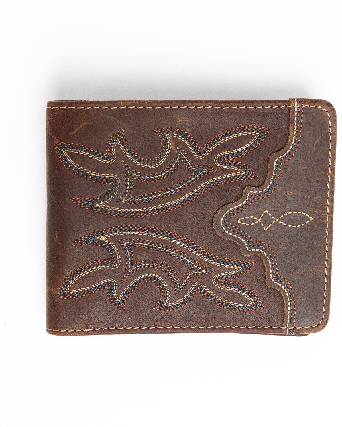 Image #1 - Cody James Men's Stitched Bi-Fold Leather Wallet, Brown, hi-res