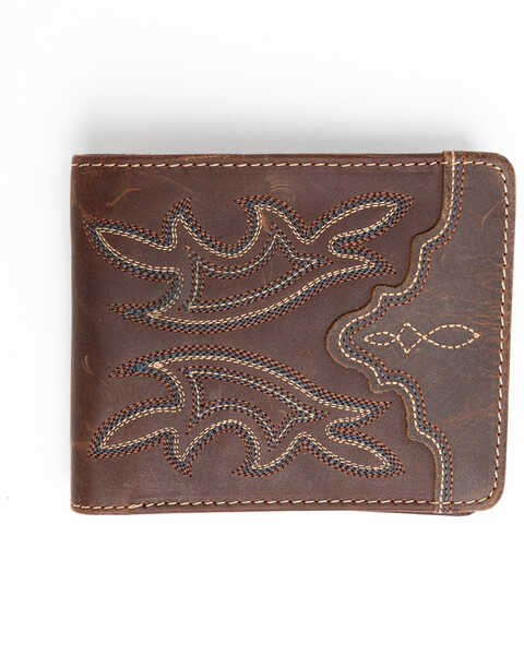 Cody James Men's Stitched Bi-Fold Leather Wallet , Brown, hi-res