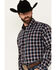 Image #2 - Cinch Men's Plaid Print Long Sleeve Button-Down Western Shirt - Big , Navy, hi-res
