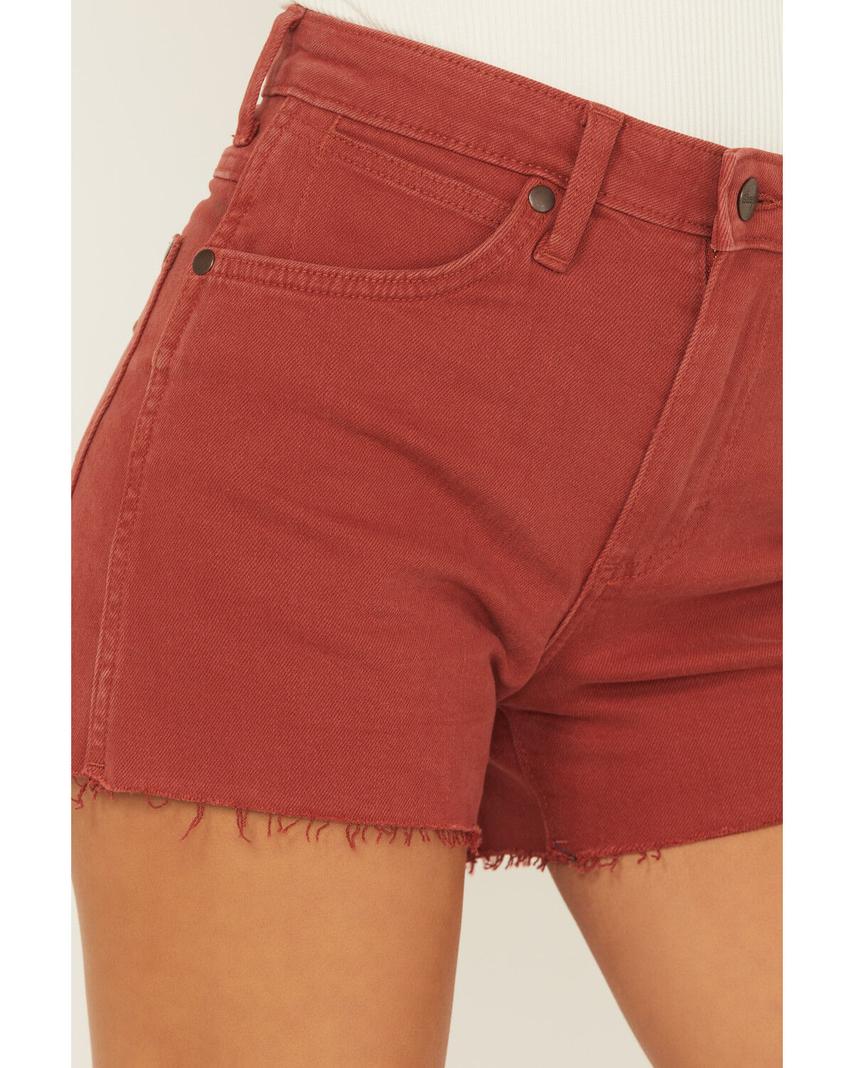 Image #2 - Wrangler Women's Amber High Rise Retro Cowboy Stretch Denim Shorts, Red, hi-res