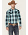 Cody James Men's Gateway Large Plaid Long Sleeve Snap Western Shirt , Navy, hi-res