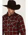 Image #2 - Wrangler Retro Men's Plaid Print Long Sleeve Snap Flannel Shirt, Red, hi-res