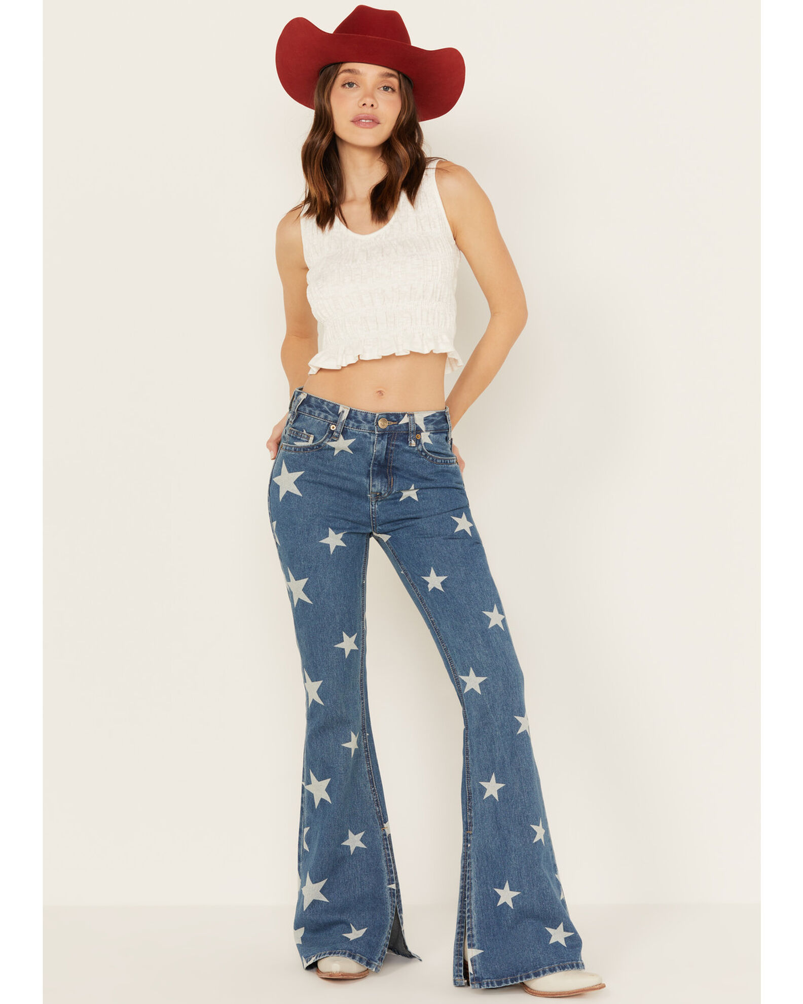 Rock & Roll Denim Women's Light Wash High Rise Star Print