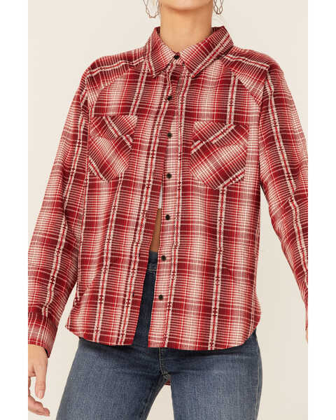 Image #2 - Wrangler Retro Women's Flannel Plaid Shirt, Red, hi-res