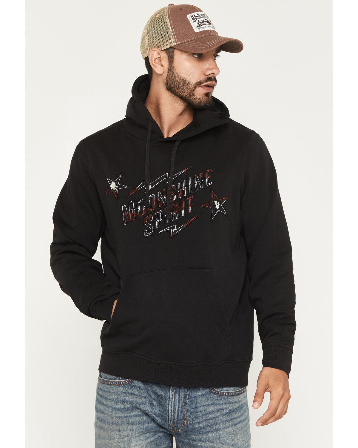 Moonshine Spirit&reg; Men's Mealer Logo Hooded Sweatshirt, Black, hi-res