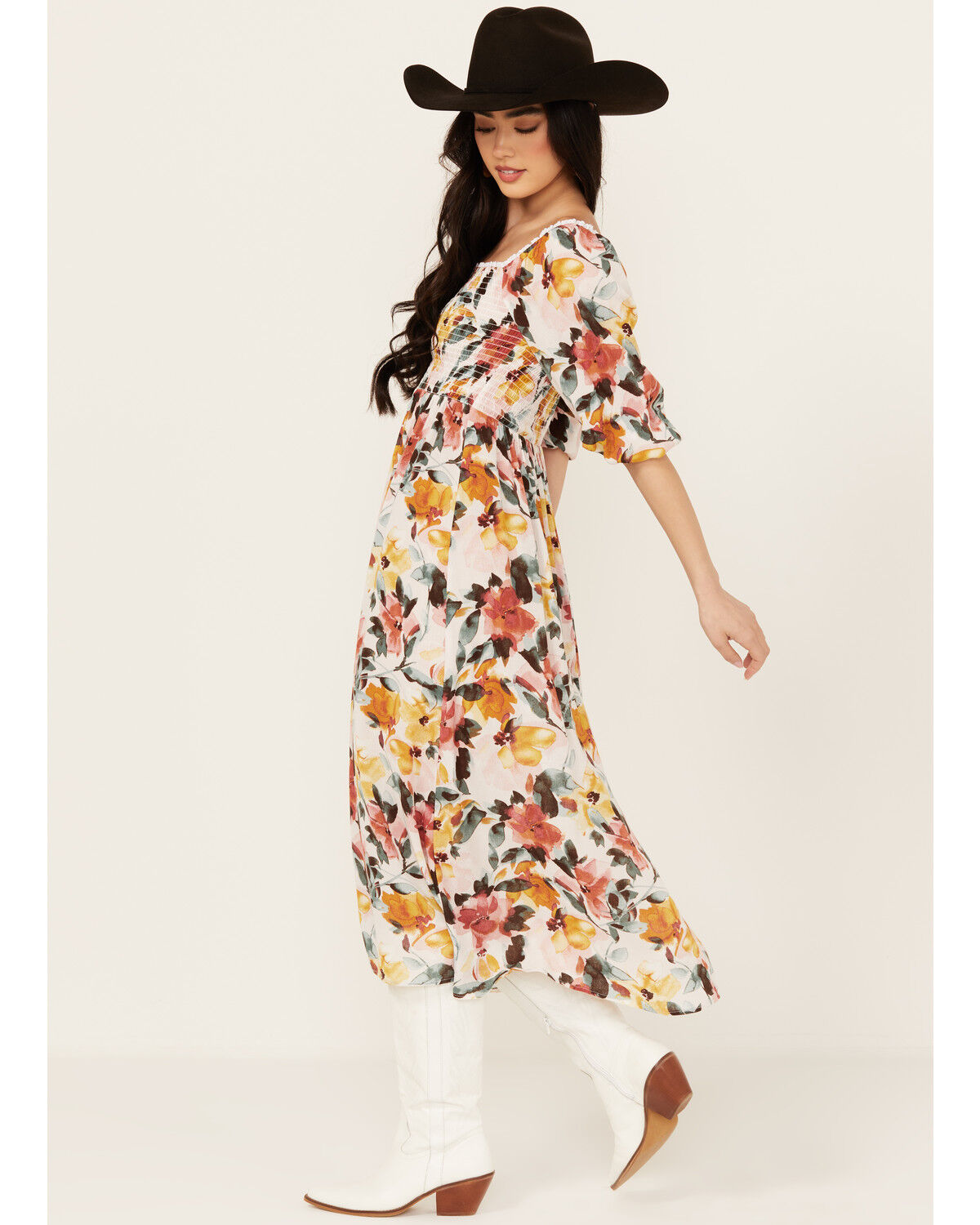 Image #3 - Wild Moss Women's Floral Print Midi Dress, Multi, hi-res