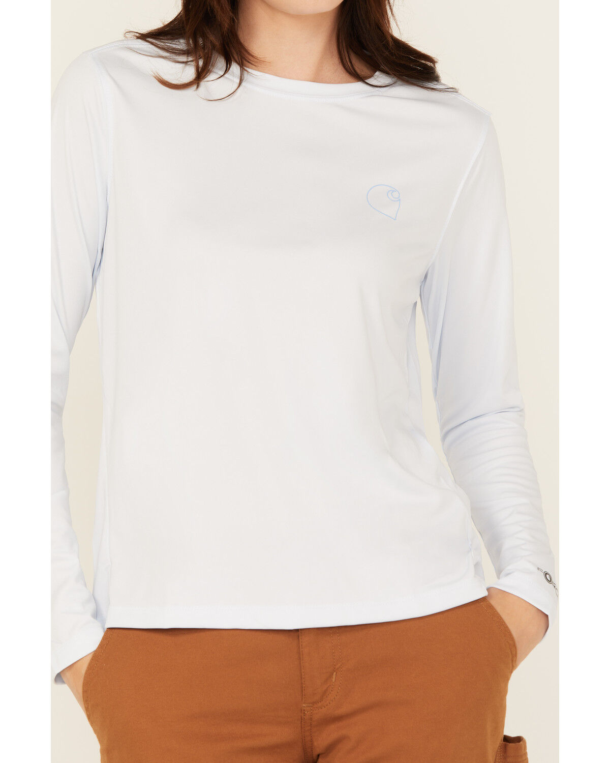 Image #3 - Carhartt Women's Force® Sun Defender Lightweight Long Sleeve Graphic Work T-Shirt, Light Blue, hi-res