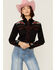 Image #1 - Rockmount Ranchwear Women's Vintage Rose Bouquet Embroidered Pearl Snap Western Shirt, Black, hi-res