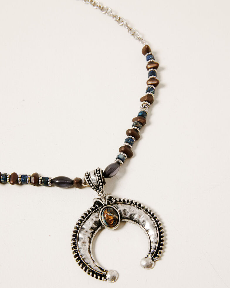 Shyanne Women's Claire Squash Blossom Beaded Necklace Set, Silver, hi-res