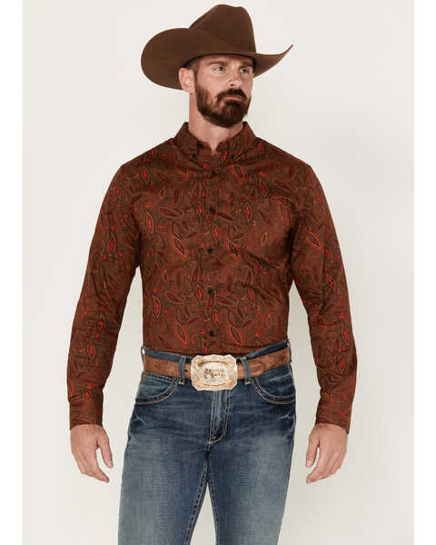 Cody James Tortuga Paisley Print Button-Down Western Shirt , Brown, hi-res