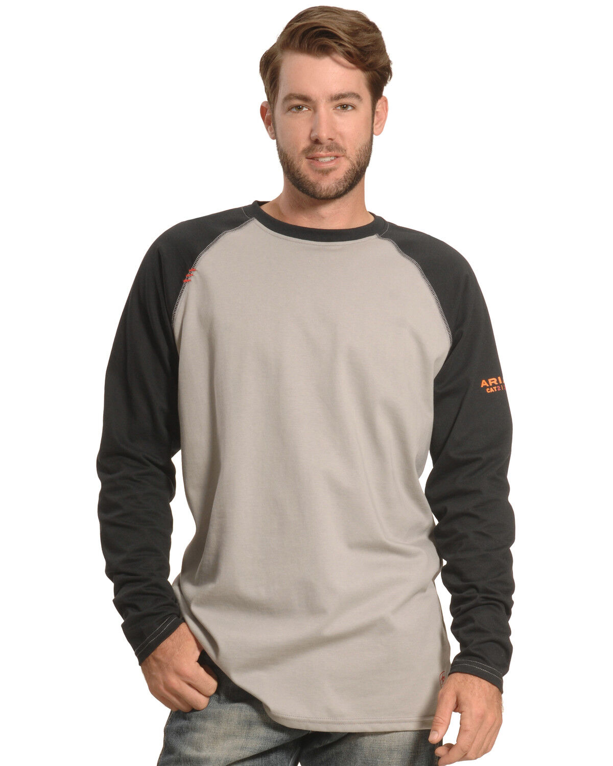 Image #1 - Ariat Men's FR Long Sleeve Baseball Work T-Shirt, Black, hi-res