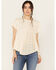 Image #1 - By Together Women's Lace Contrast Short Sleeve Knit Top, Cream, hi-res