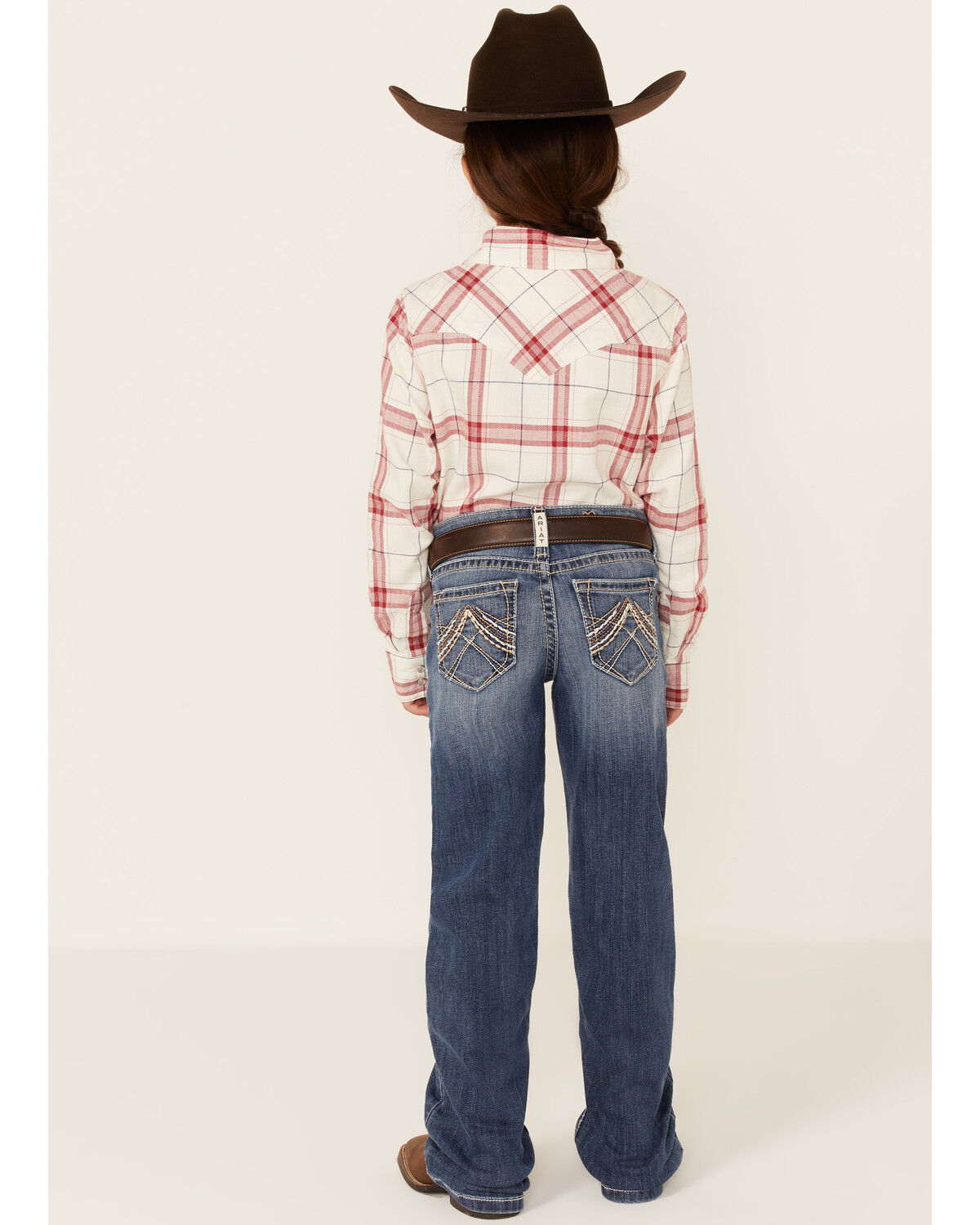 Image #3 - Ariat Girls' Medium Wash Eleanor Whipstitch Stretch Slim Bootcut Jeans, Indigo, hi-res