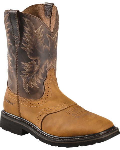 Ariat Men's Sierra Pull-On 10" Western Work Boots - Square Toe, Aged Bark, hi-res