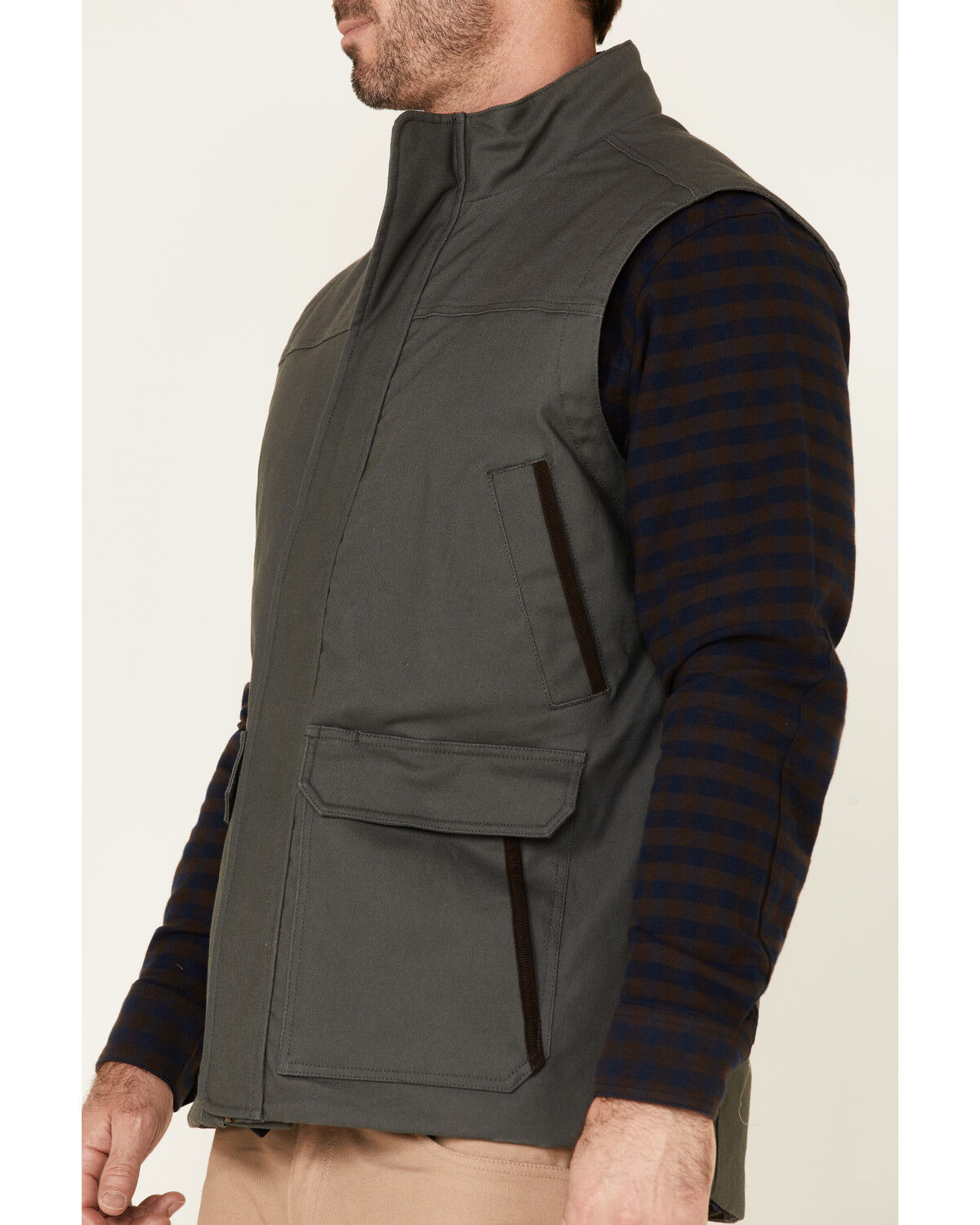 Image #3 - Hawx Men's Dark Gray Tejon Insulated Stretch Zip-Front Work Vest, Dark Grey, hi-res